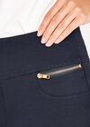 Zip Detail Ponte Trousers, Navy, large