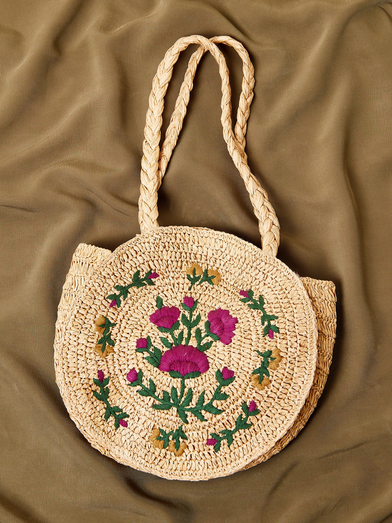 Embroidered straw bag sale