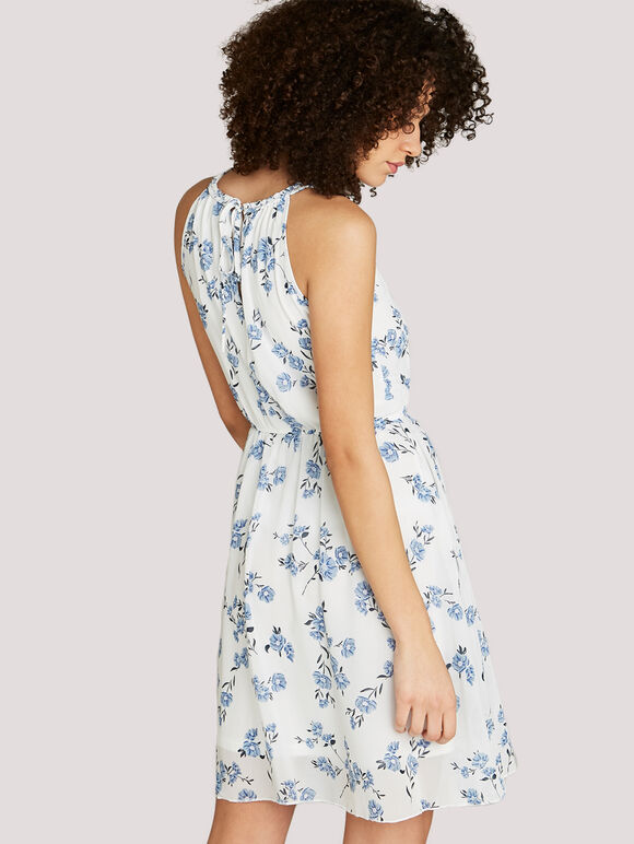Scattered Flower Pleated Dress, Cream, large