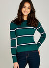Drei-Streifen-Pullover mit Rundhalsausschnitt, Grün, Größe L