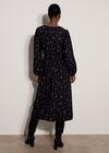 Vintage Floral Smocked Midi Dress, Black, large