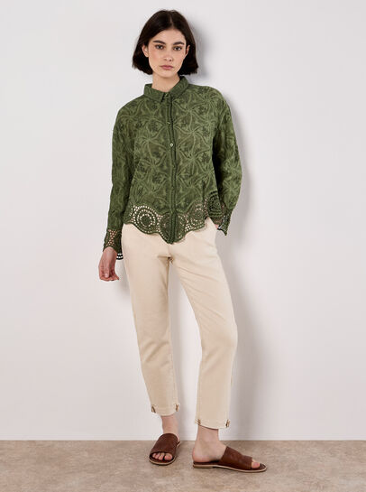 Textured Cotton Floral Crochet Blouse