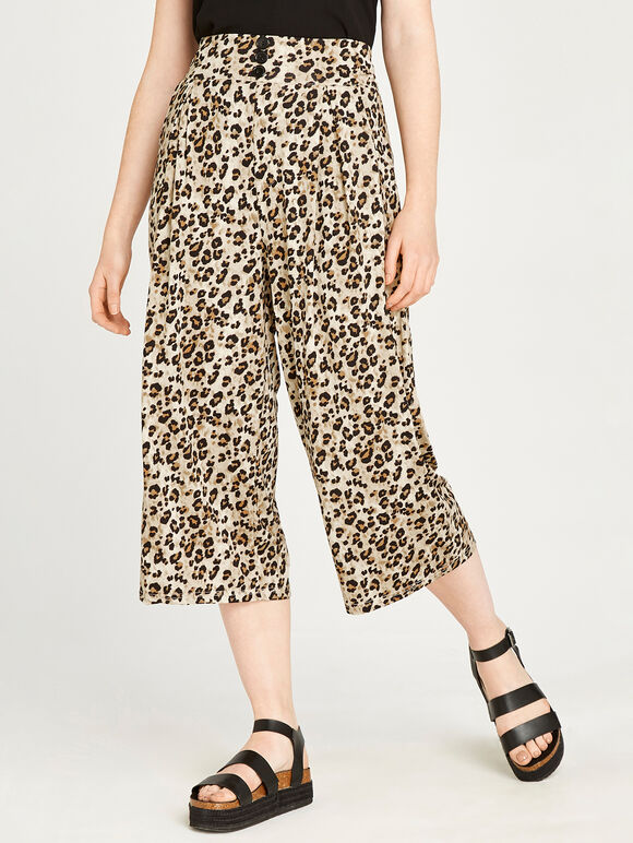 Cheetah 3 Btn Pleated Culottes, Stone - Beige, large