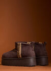 Cosy Platform Ankle Boots, Brown, large