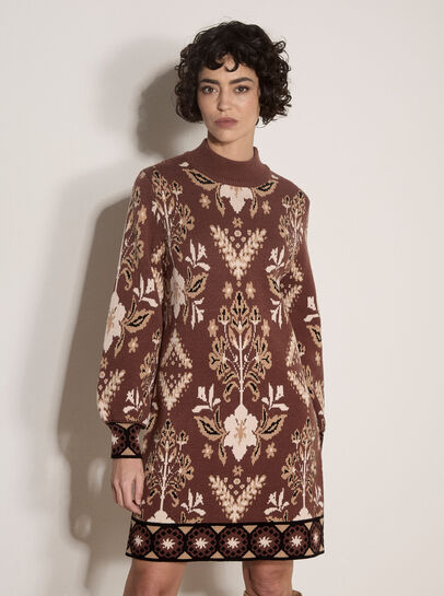 Folk Floral Mini Jumper Dress