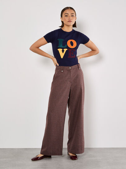 Mini Check Wide Leg Trousers