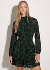 Snakeskin Chiffon Mini Dress, Khaki, large