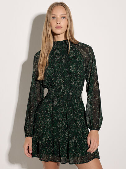 Snakeskin Chiffon Mini Dress