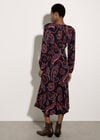 Crepe Folk Floral Midi Dress, Purple, large