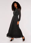 Lurex Mesh Maxi Dress, Black, large