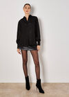 Jacquard Chevron Shimmer Shirt, Black, large