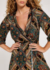 Printed Wrap Maxi Dress, Black, large
