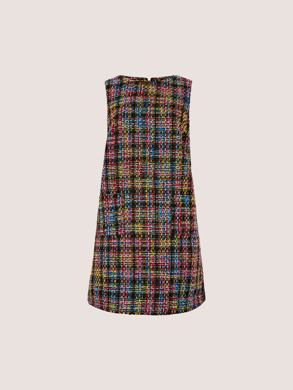 Colour Pop Tweed Shift Mini Dress, Black, large