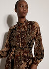 Patchwork Paisley Chiffon Maxi Dress, Brown, large