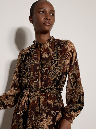 Patchwork Paisley Chiffon Maxi Dress