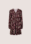 Folk Floral Mini Dress, Burgundy, large