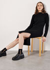 Ribbed Knit Gold Button Midi Dress, Black, large