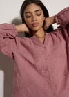 Floral Embroidered Cotton Blouse, Pink, large