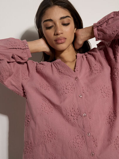 Floral Embroidered Cotton Blouse