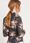 Chemise avec bordure en dentelle à fleurs orientales, noir, grand