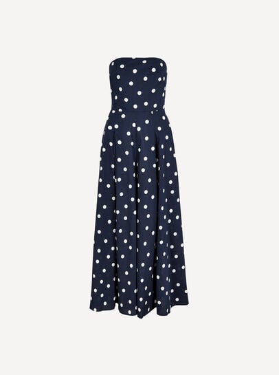 Polka Dot Bow Back Wide-Leg Jumpsuit