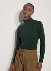 Super-Soft Turtleneck Jersey Top, Green, large
