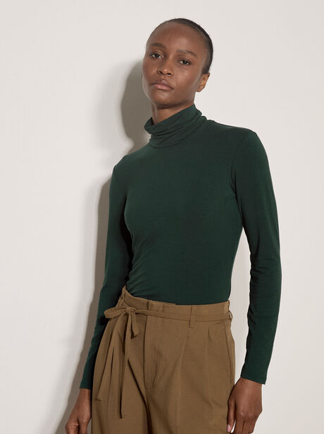 Super-Soft Turtleneck Jersey Top