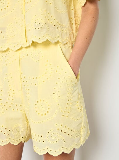 Scalloped Broderie Mini Shorts