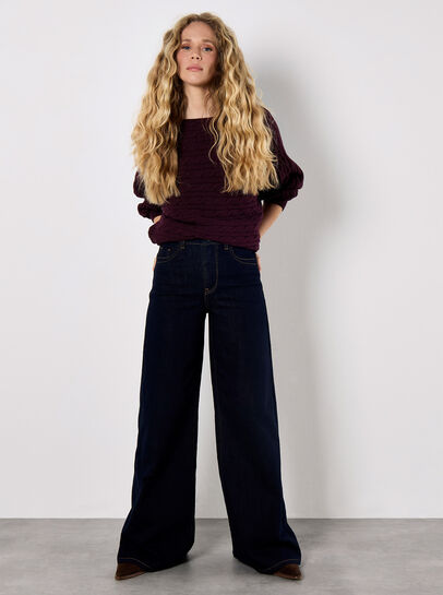 Cable Stripe Batwing Aran Jumper