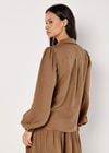 Balloon Sleeve Blouse, Brown, large