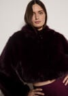 Luxe Faux Fur Short Jacket, Burgundy, large