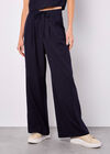 Pinstripe Wide Leg Tailored Trousers, Navy, large