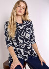 Abstract Geo Wrap Top, Grey, large