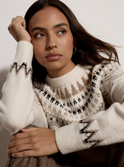 Cotton Blend Brushed Fair Isle Jumper