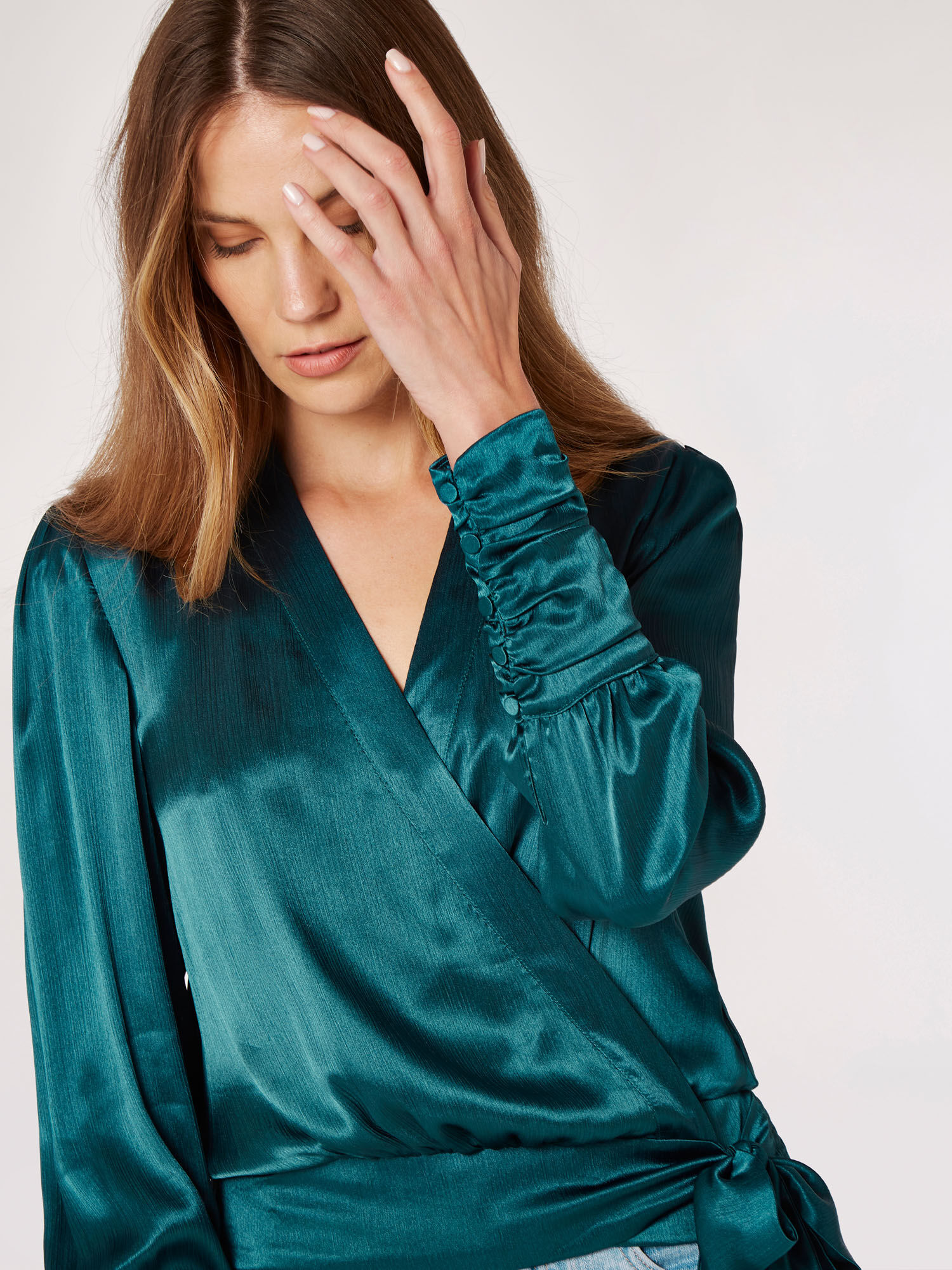 Missguided satin wrap top hotsell