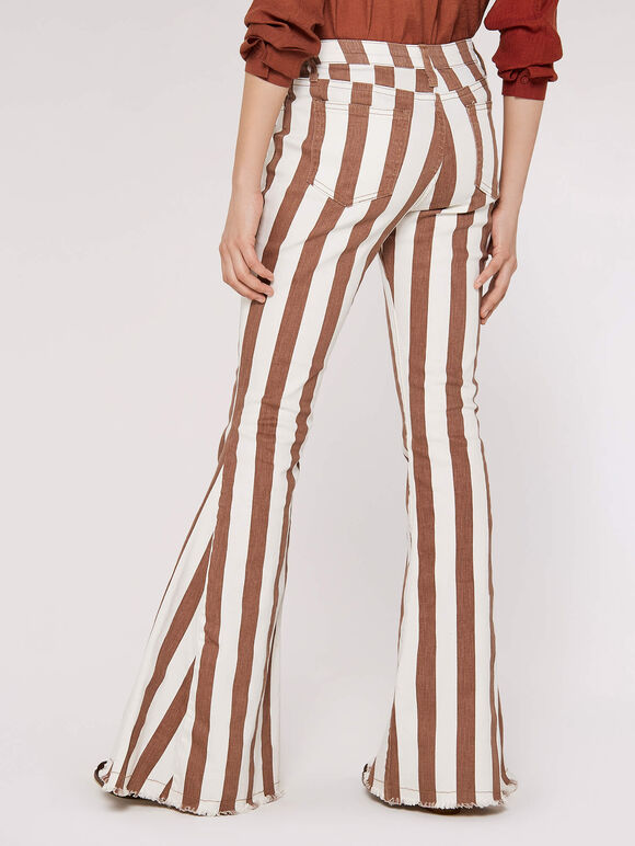 Stripe Flare Denim Jeans, Rust, large