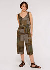 Patchwork Tile Cullotte Jumpsuit, Green, large