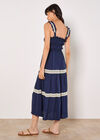 Crochet Lace Tiered Midi Dress, Navy, large