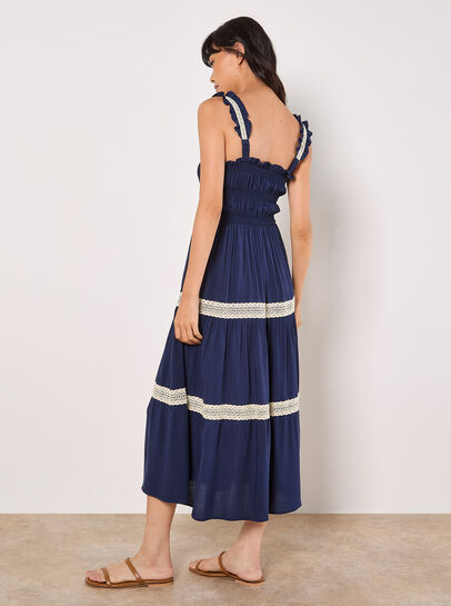Crochet Lace Tiered Midi Dress