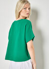 Textured V-Neck Blouse, Green, large