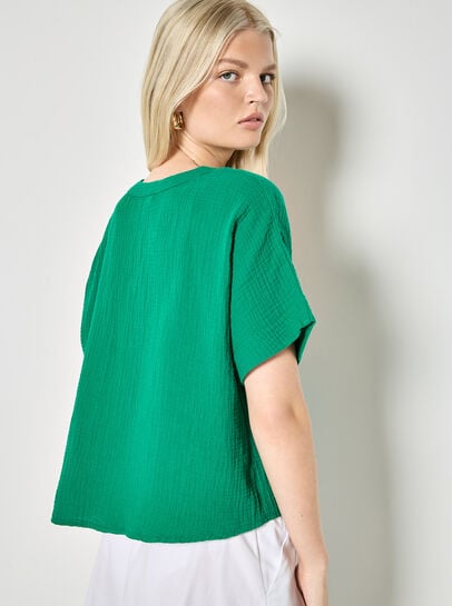 Textured V-Neck Blouse