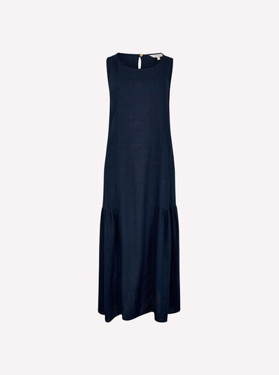 Pleat Detail Trapeze Midi Dress