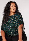 Curve Brushed Cheetah Batwing Top, Green, large