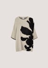 Abstract Flower Oversized Cape Jumper, Stone, large
