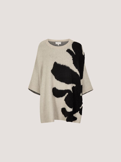 Abstract Flower Oversized Cape Jumper