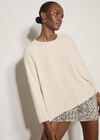 Jacquard Knit Jersey Top, Stone, large
