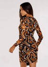Swirl Side Ruched Mini Dress, Rust, large