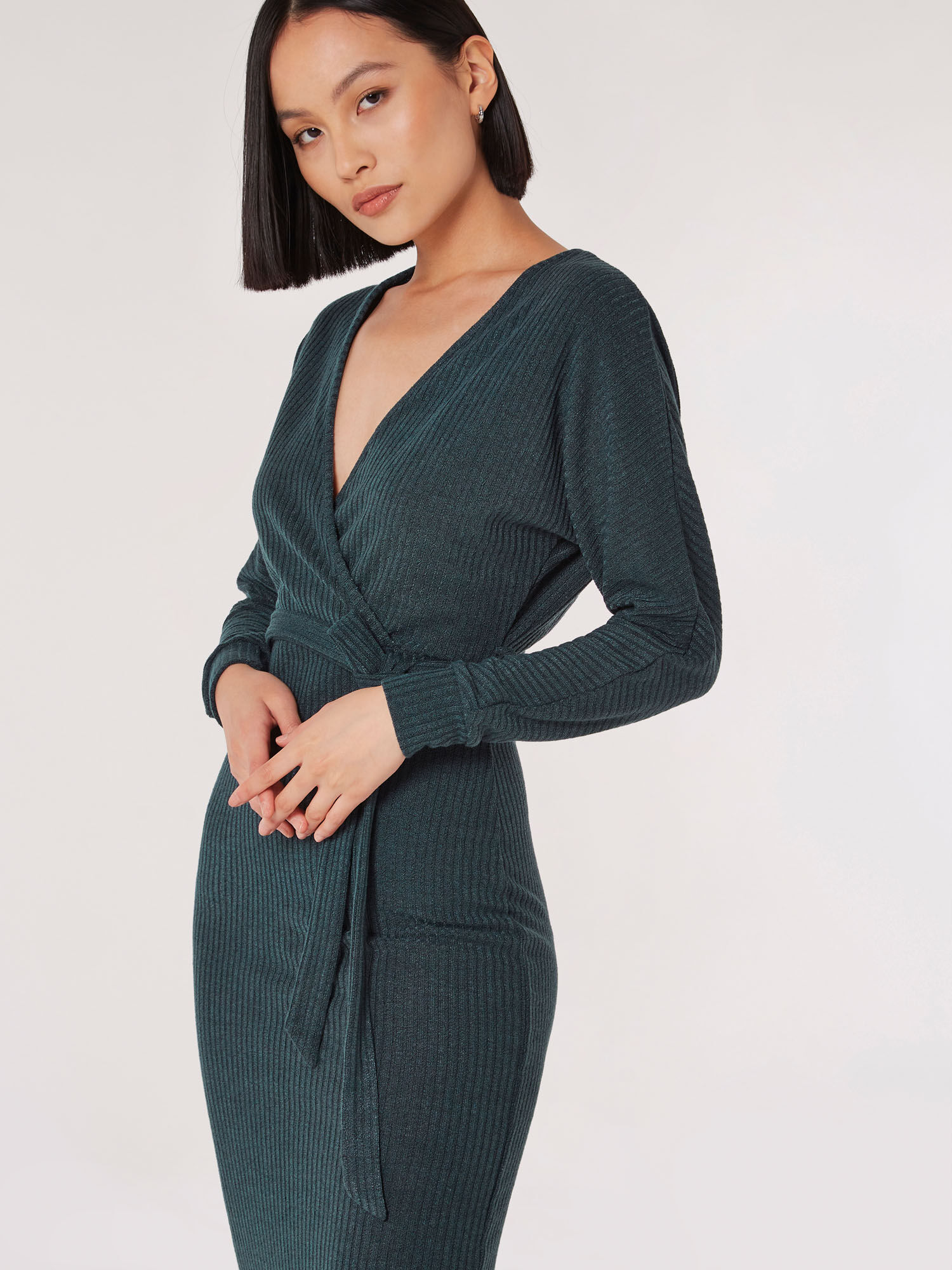 Knit wrap dress shop