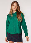 Oversized Cotton Poplin Shirt, Green, large