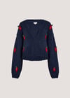 Chunky Knit Strawberry Cardigan, Navy, large